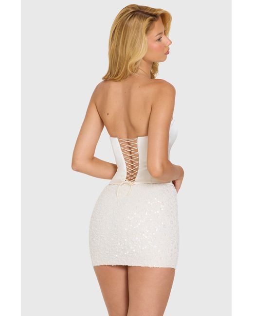 Oh Polly White Embellished Skirt Corset Mini Dress