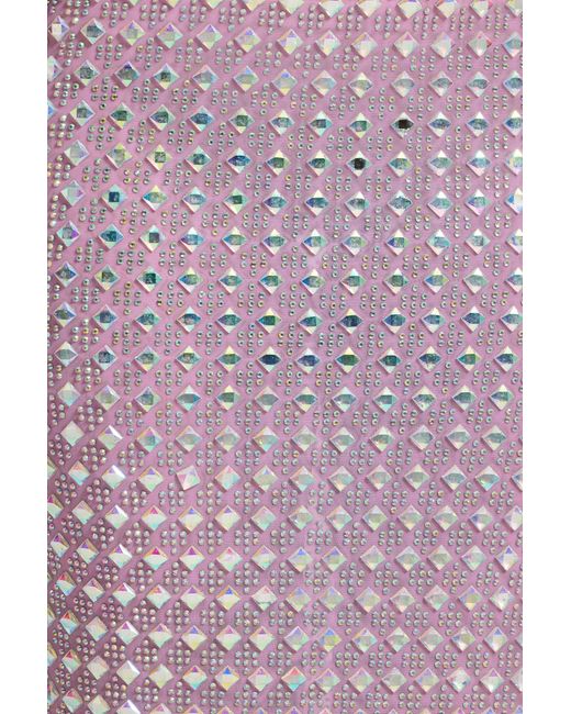 Oh Polly Purple Embellished Square Neck Thigh Split Gown