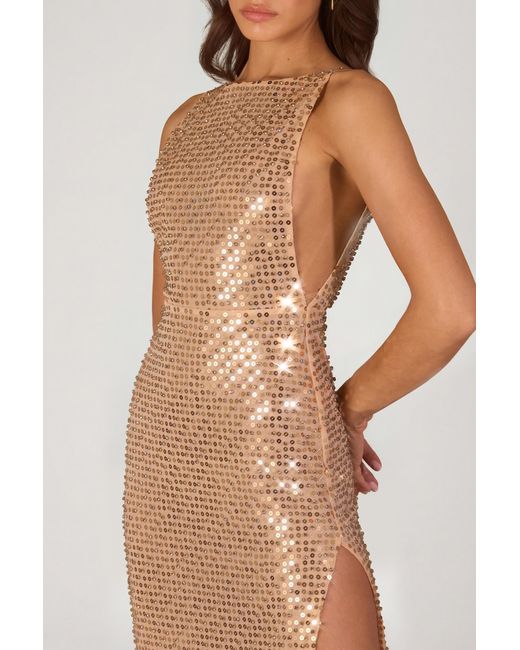 Oh Polly Metallic Embellished Maxi Dress