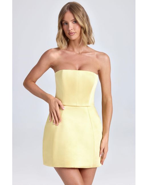Oh Polly Yellow Bandeau Structured Tulip Mini Dress