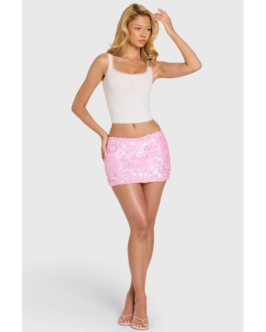 Oh Polly Pink Embellished Mini Skirt