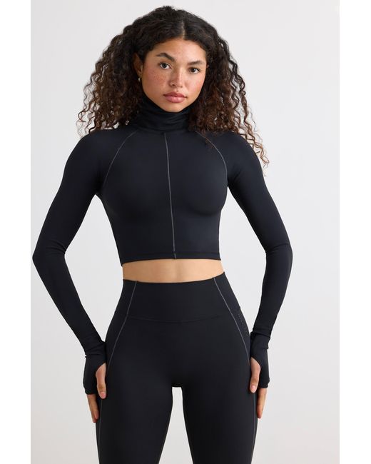 BO+TEE Black Soft Active Turtleneck Crop Top
