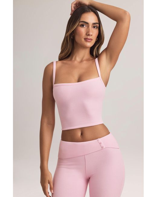 Oh Polly Pink Modal Square-Neck Camisole Top