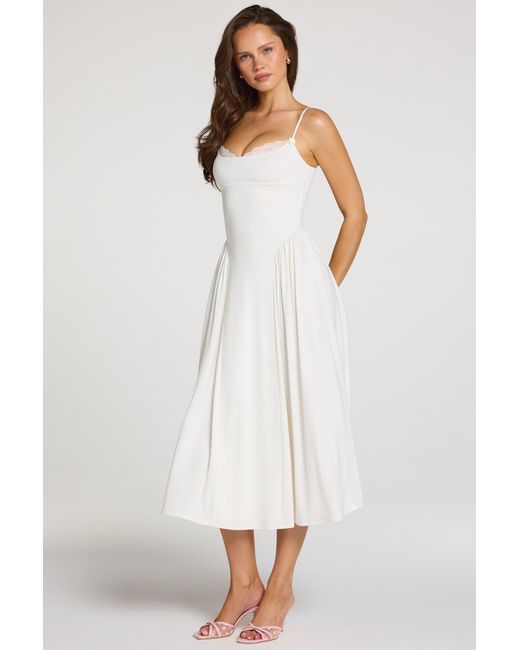 Oh Polly White Modal Lace-Trim Midaxi Dress
