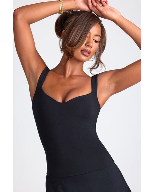 Oh Polly Black Modal Sweetheart-Neck Top