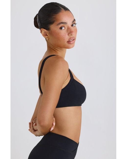 BO+TEE Black Soft Active Contrast-Trim Sports Bra