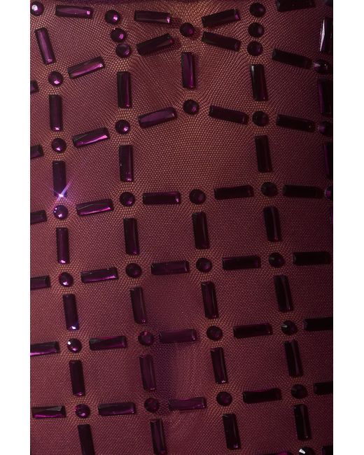 Oh Polly Purple Embellished Semi-Sheer Halterneck Gown