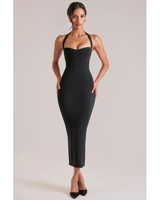 Oh Polly Black Halterneck Midaxi Dress