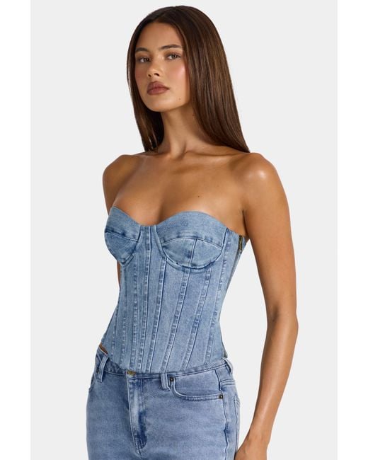 Oh Polly Blue Denim Corset Top