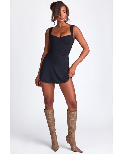 Oh Polly Black Modal Sweetheart-Neck Top