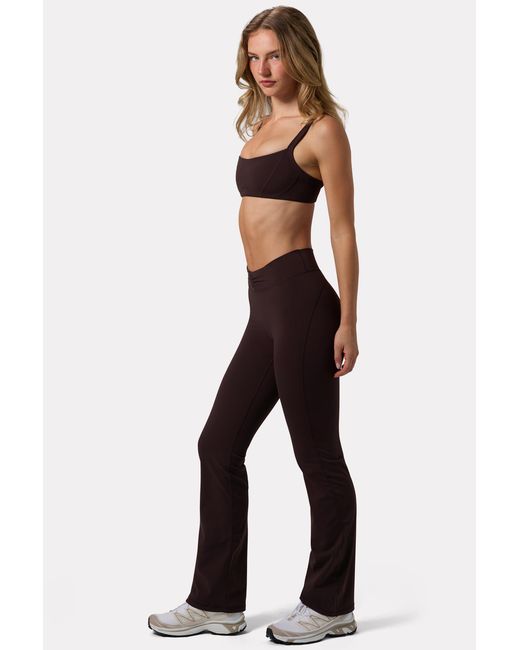 BO+TEE Brown Soft Active Ruched Flared Trousers