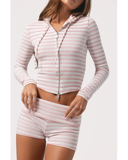BO+TEE Pink Ribbed Jersey Mini Shorts