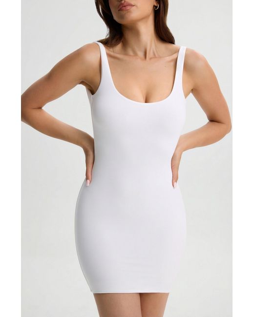 Oh Polly White Modal Low-Back Bodycon Mini Dress