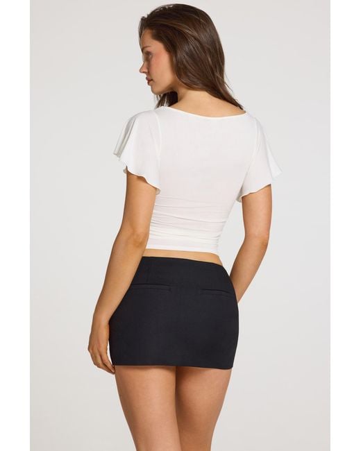 Oh Polly White Modal Cowl-Neck Top
