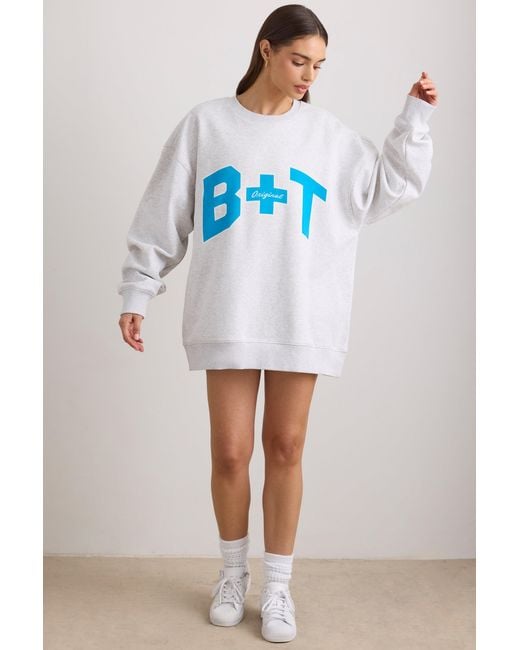 BO+TEE Gray Oversized Crew Neck Sweatshirt