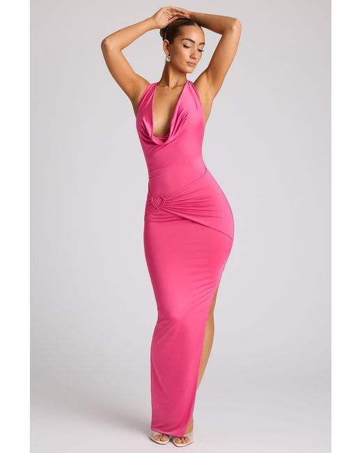Oh Polly Pink Multiwear Cowl Neck Wrap Over Evening Gown