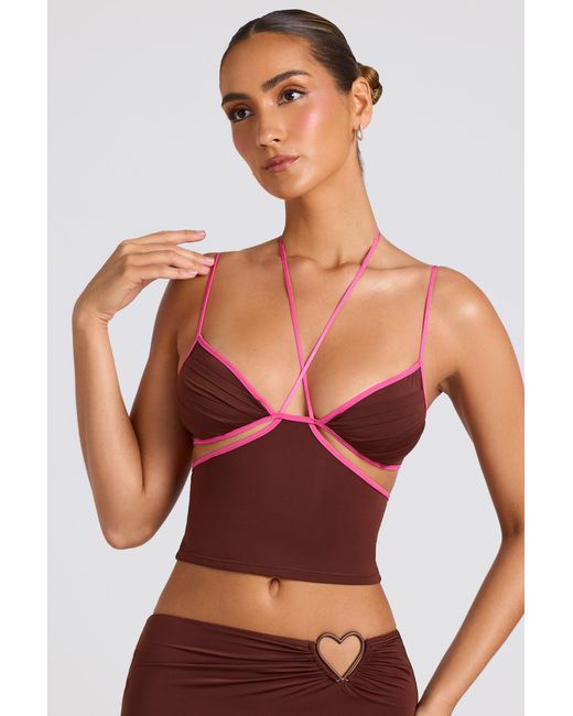 Oh Polly Brown Contrast Binding Cami Top