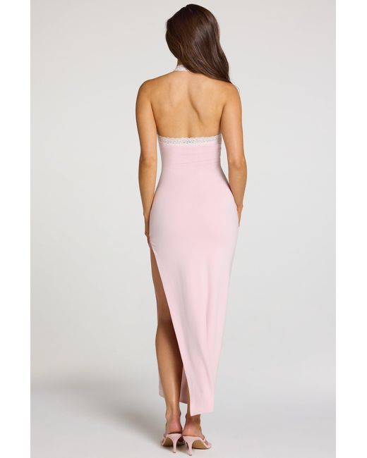 Oh Polly Pink Modal Lace-Trim Maxi Dress