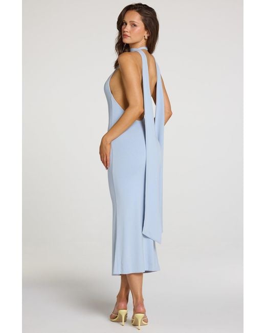 Oh Polly Blue Modal Halterneck Midaxi Dress