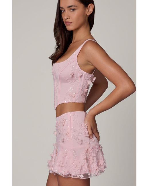 Oh Polly Pink Embellished Mid-Rise A-Line Mini Skirt