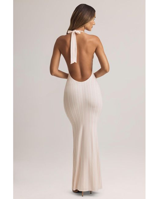 Oh Polly Multicolor Modal Halterneck Maxi Dress