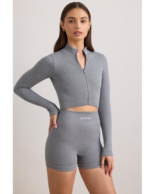 BO+TEE Gray Flexirib Cropped Jacket
