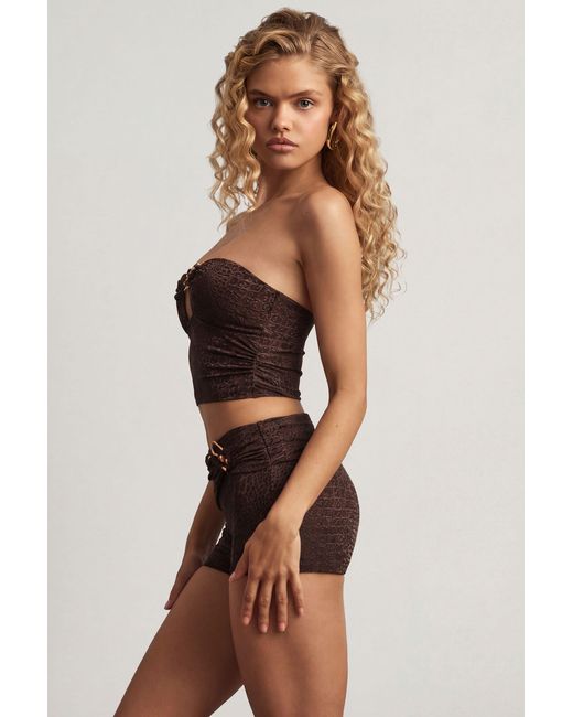 Oh Polly Brown Mid-Rise Shorts