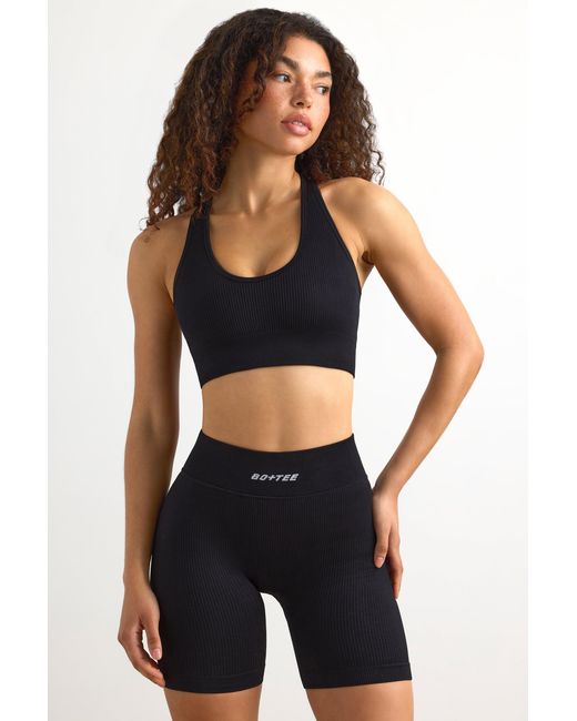 BO+TEE Black Flexirib Racerback Sports Bra