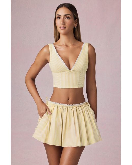 Oh Polly Yellow Ruched Drawstring Mini Skirt