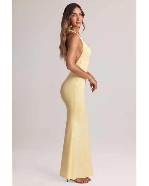 Oh Polly Natural Modal Halterneck Maxi Dress