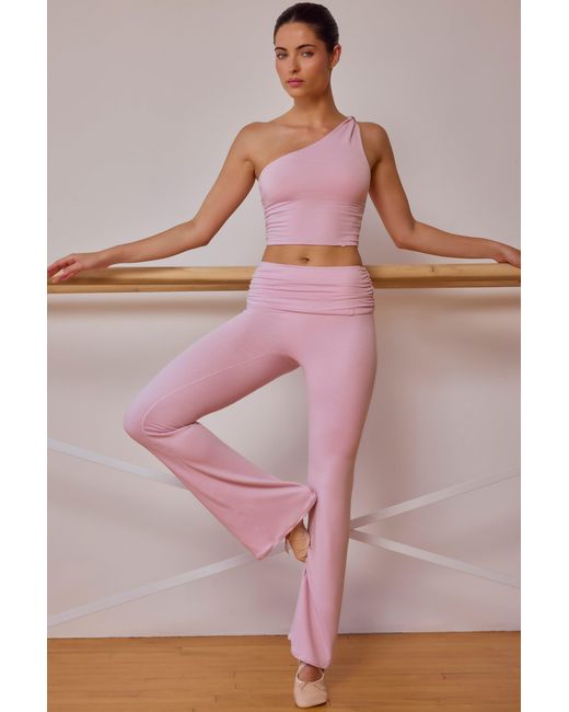 BO+TEE Pink One-Shoulder Twisted Tank Top