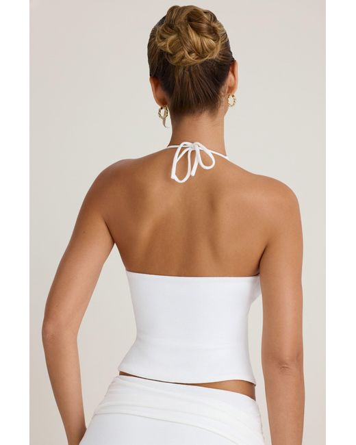Oh Polly White Open-Front Halterneck Top