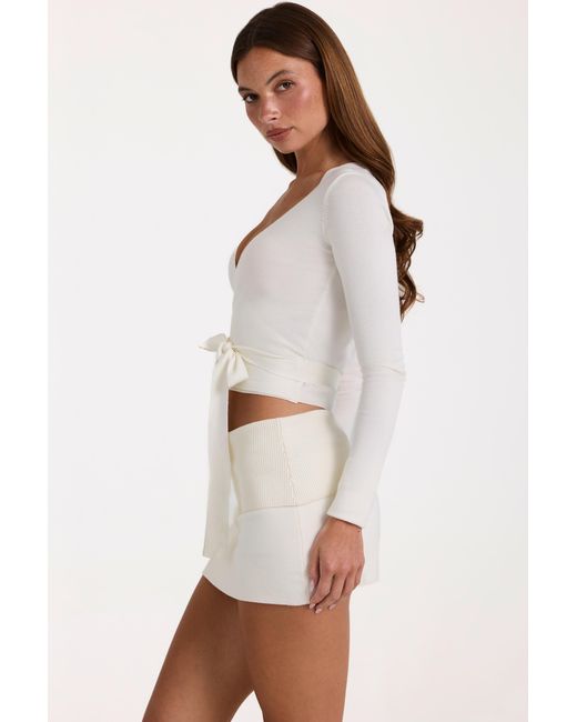 BO+TEE White Soft Knit Wrap Top