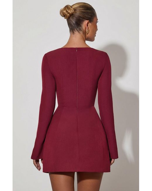 Oh Polly Square-Neck Structured Tulip Mini Dress