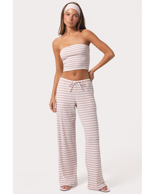 BO+TEE Pink Ribbed Jersey Bandeau Top