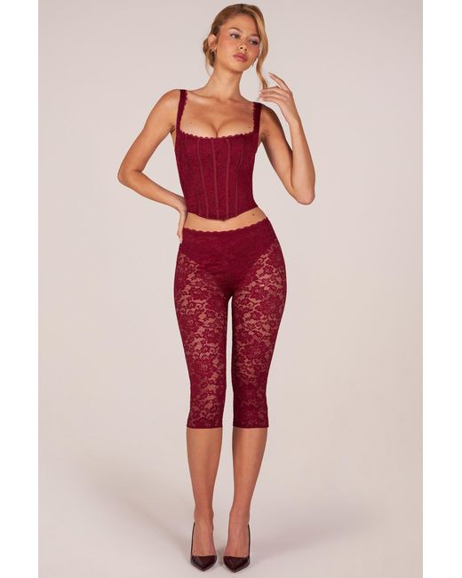 Oh Polly Red Laced Capri Trousers