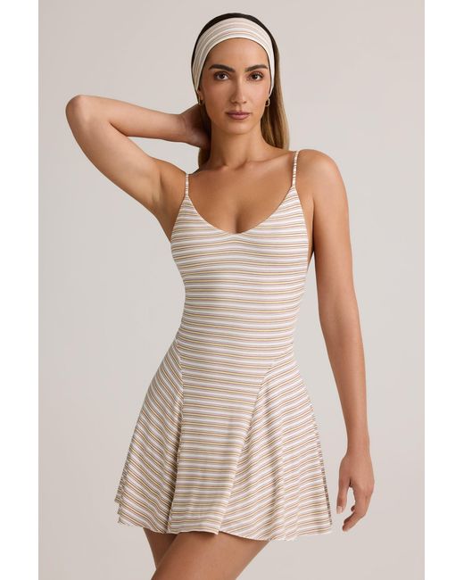 Oh Polly Multicolor Modal Ribbed Tie-Back A-Line Mini Dress
