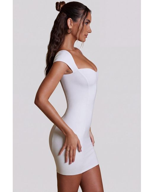 Oh Polly White Sweetheart Neckline Cap Sleeve Mini Dress
