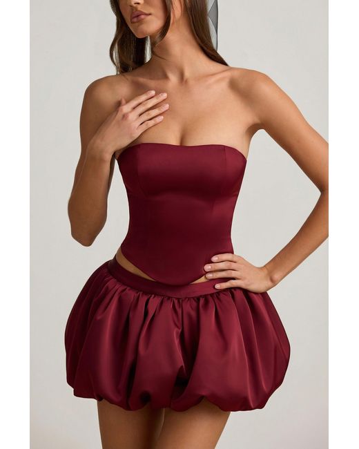 Oh Polly Red Bubble Hem Mid-Rise Mini Skirt