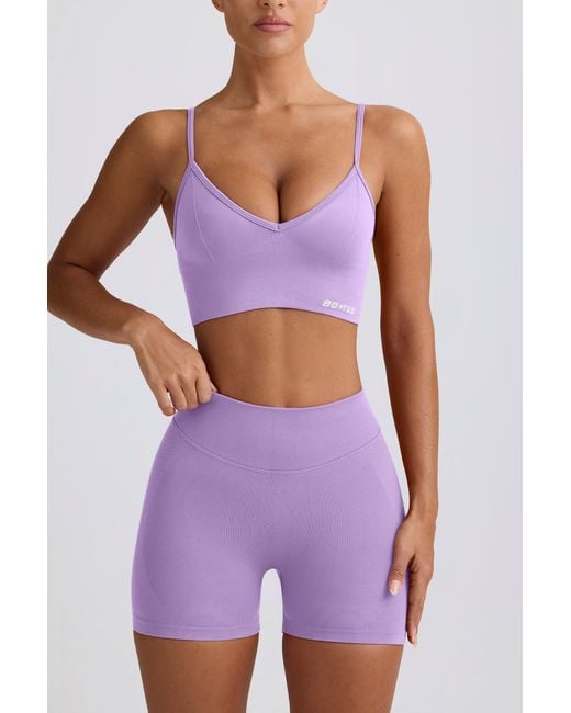 BO+TEE Purple Define Luxe V-Neck Sports Bra