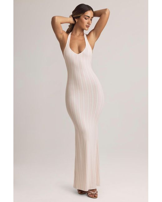 Oh Polly Multicolor Modal Halterneck Maxi Dress