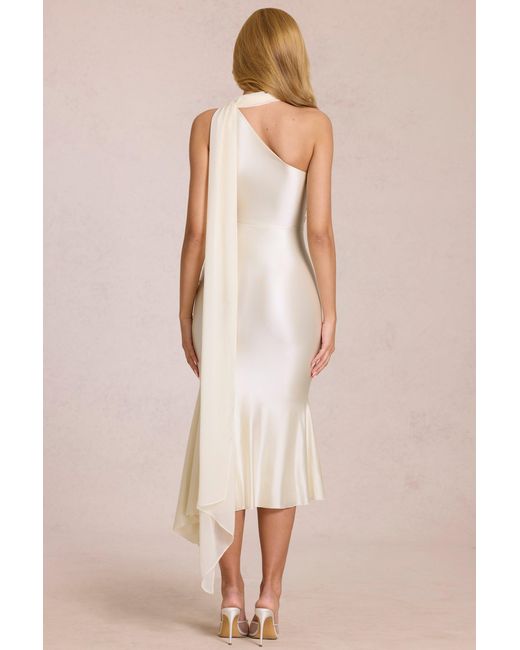 Oh Polly White Scarf-Detail Midaxi Dress