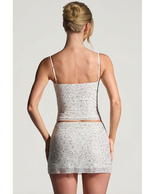 Oh Polly White Embellished Micro Mini Skirt
