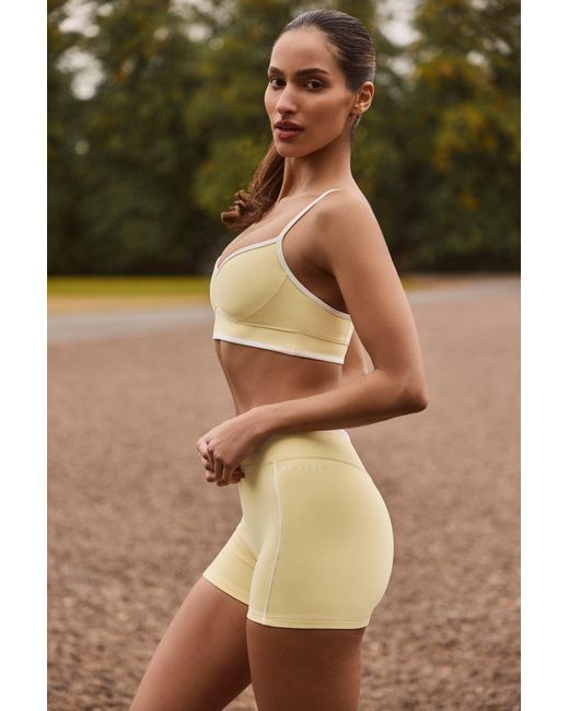 BO+TEE Yellow Soft Active Wrapover Contrast Mini Shorts