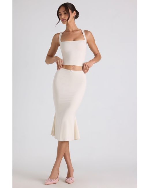 Oh Polly White Modal Bow-Detail Crop Top