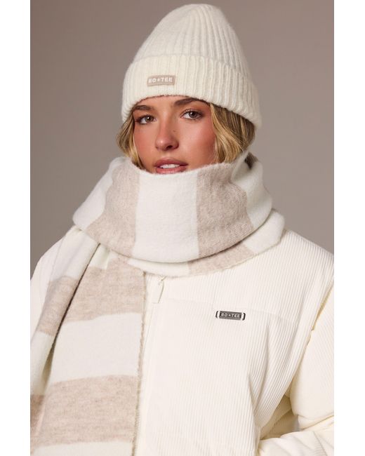 BO+TEE Natural Ribbed Knit Beanie Hat
