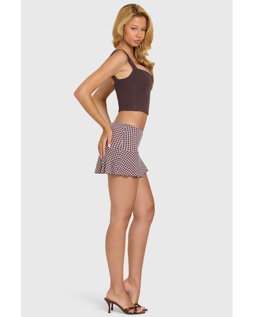 Oh Polly Brown Modal Lace-Trim Mini Dress