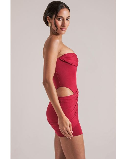 Oh Polly Red Bandeau Bodycon Mini Dress