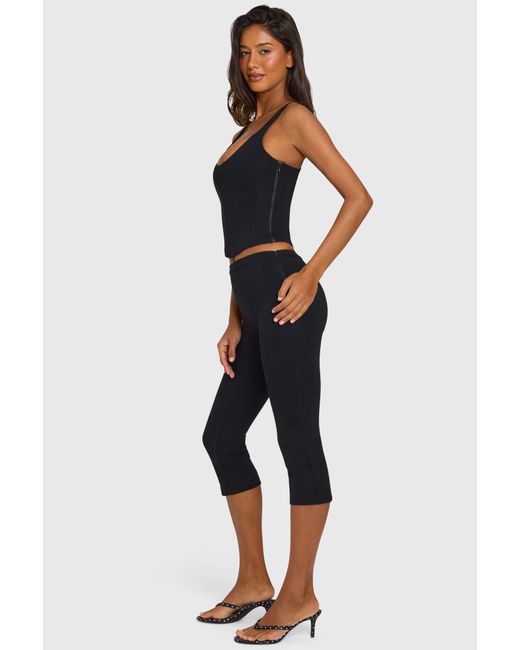Oh Polly Black Ponte Capri Leggings