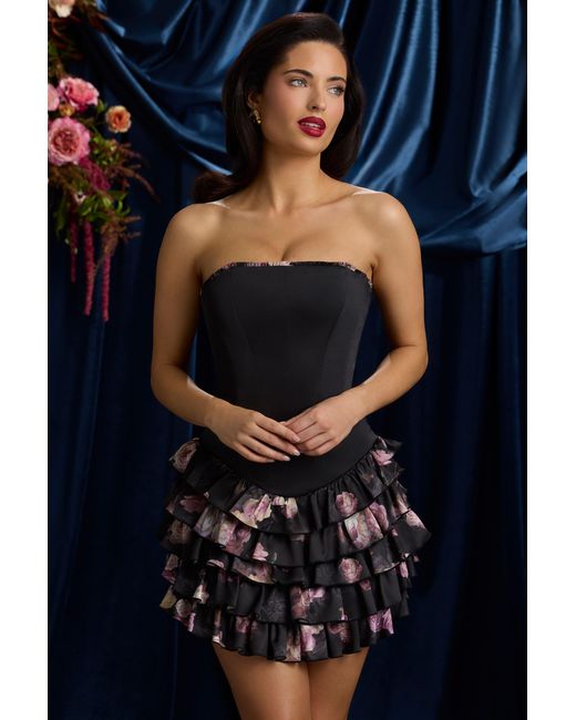 Oh Polly Multicolor Strapless Ruffled Tiered Corset Mini Dress